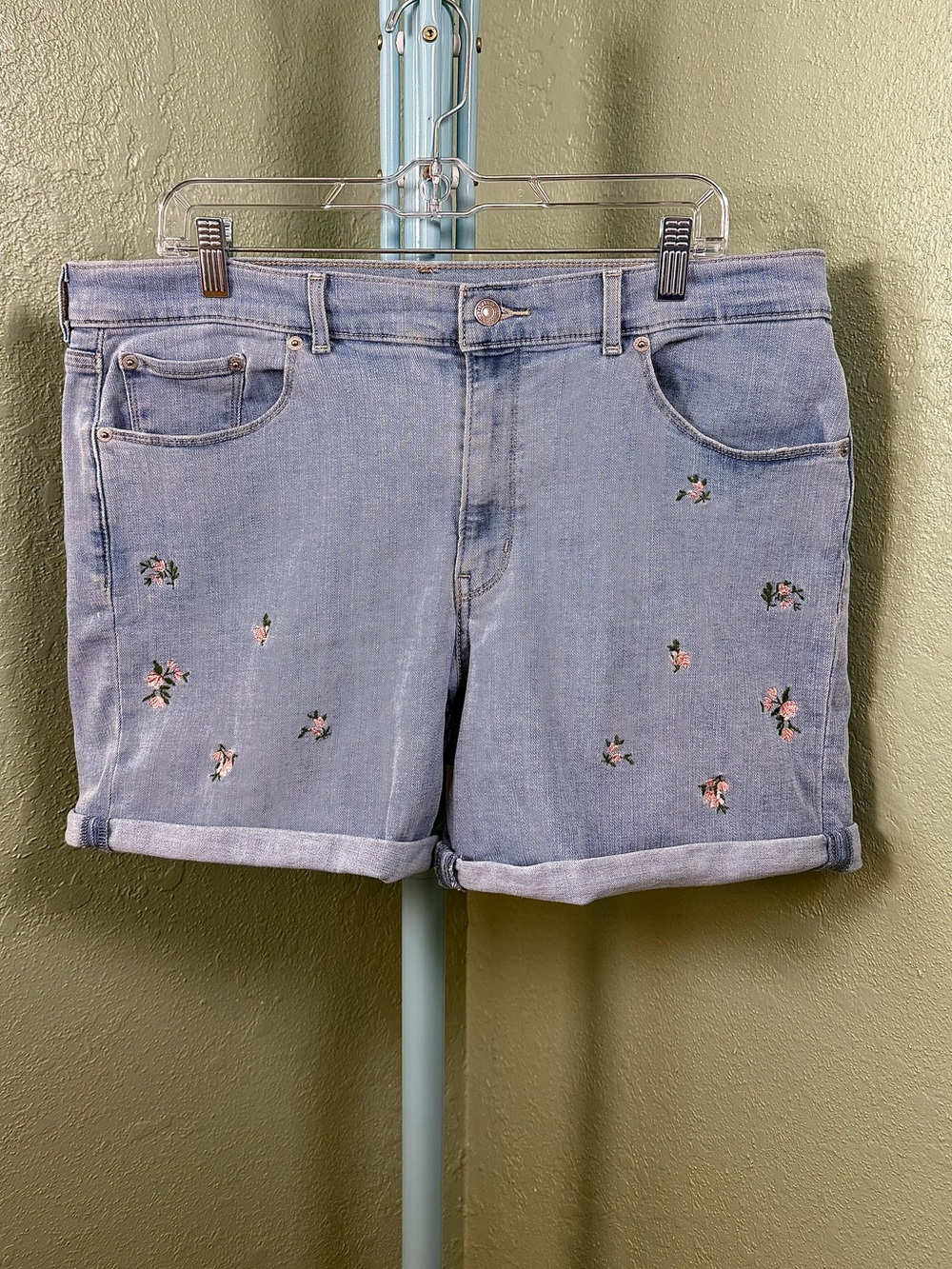 Levi's Light Blue Embroidered Denim Shorts